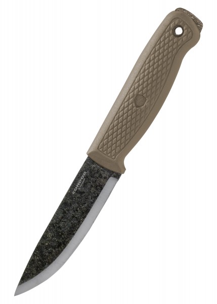Terrasaur Messer von Condor in Wüstenfarbe. Der ergonomische Griff verfügt über ein strukturiertes Muster für besseren Halt. Die Klinge ist robust und ideal für Outdoor-Aktivitäten und den täglichen Gebrauch.