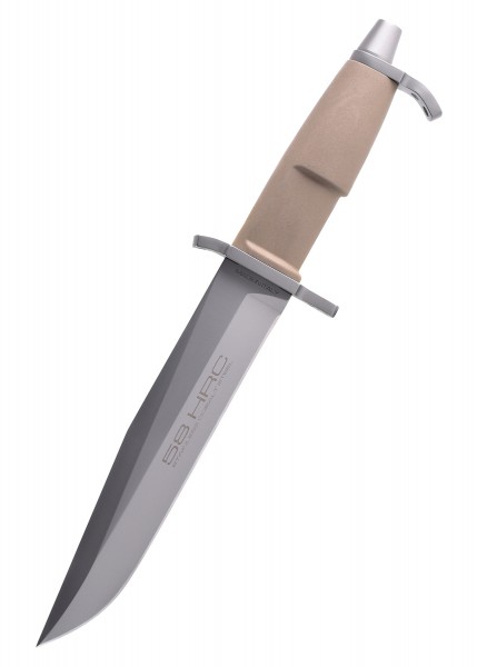 Das Extrema Ratio A.M.F. ist ein feststehendes Messer im Desert-Design. Es besticht durch seine robuste Klinge mit 58 HRC-Härte und einen ergonomischen Griff, der Sicherheit und Komfort bietet.