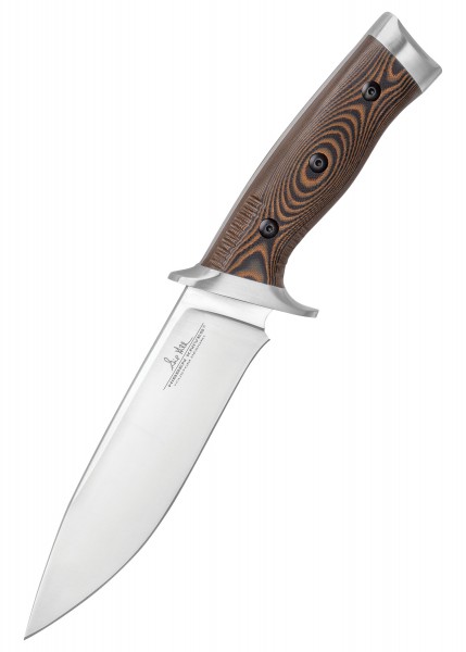 Das Gil Hibben Tundra Hunter Messer zeichnet sich durch eine robuste Klinge und einen ergonomisch geformten Griff aus Holz und Metall aus. Ideal für Outdoor-Abenteuer und Jäger, bietet es Zuverlässigkeit und Präzision.