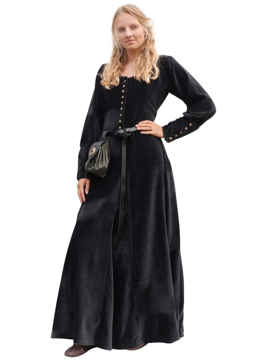 Velvet Cotehardie Isabell, Medieval Dress, black, Middle Ages, Kirtle ...