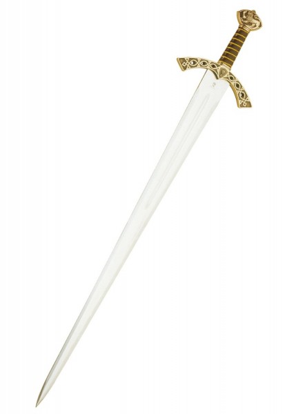 Schwert des Lancelot von Marto: Ein prachtvolles historisches Schwert mit filigran geschnitztem, goldfarbenem Griff und einer eleganten, langen Klinge. Ideal für Sammler und Fans mittelalterlicher Waffen und Legenden.