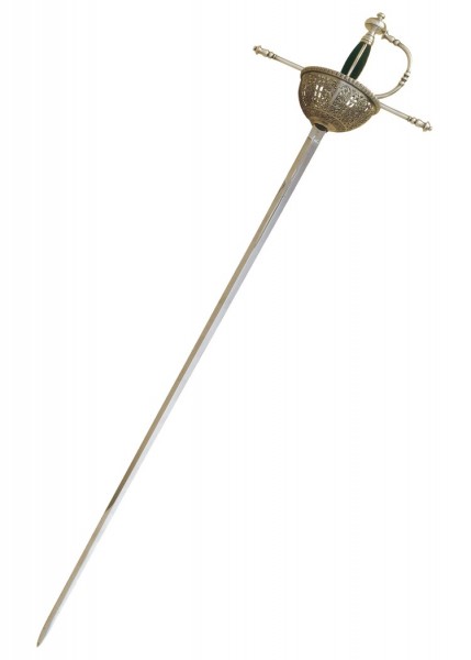 Der spanische Glockendegen von Marto ist ein elegantes Schwert mit einer langen Klinge und einem kunstvoll verzierten Griffkorb. Perfekt ausbalanciert für präzise Bewegungen unterstreicht das Design die Handwerkskunst.