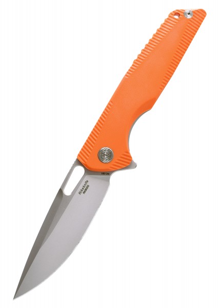 Das Taschenmesser Rikeknife RK802G in Orange verfügt über eine scharfe Edelstahlklinge und einen robusten, griffigen Griff. Ideal für Outdoor- und Alltagsgebrauch. Das auffällige Design kombiniert Funktionalität mit Stil.