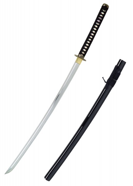 Die John Lee Dragon Katana ist ein prächtiges Schwert mit einer glänzenden, geschwungenen Klinge und einem aufwendig verzierten Griff. Die dazugehörige schwarze Scheide ergänzt das edle Design und sichert das Schwert stilvoll.