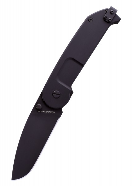 Das Extrema Ratio BF2 CD ist ein schwarzes, klappbares Taschenmesser mit robustem Design. Es verfügt über eine feststellbare Klinge und einen ergonomischen Griff, ideal für Outdoor- und Alltagsanwendungen.