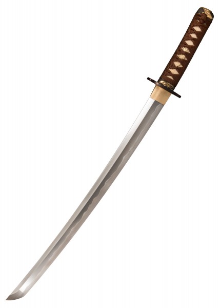 Mizutori (Kranich) Wakizashi zeigt ein elegantes Schwert mit geschwungener Klinge und einer sorgfältig gewickelten Griffumwicklung. Perfekte Balance von Design und Funktion, ideal für Sammler und Kampfkünstler.