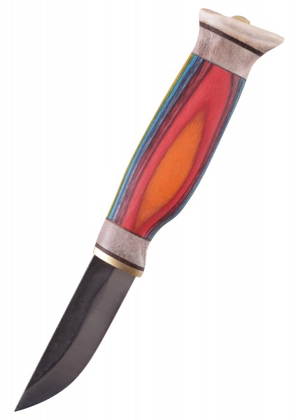 Das Northern Lights Messer von Wood-Jewel hat einen farbenfrohen, ergonomen Griff aus Holz und Knochen. Die scharfe Klinge ist ideal für vielseitige Anwendungen. Ein handgefertigtes Messer, das sowohl funktionell als auch ästhetisch ansprechend ist.