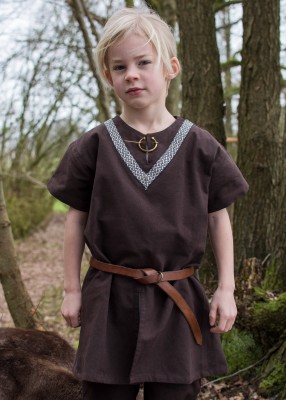 Medieval Braided Tunic Ailrik for Children, short-sleeved, brown ...