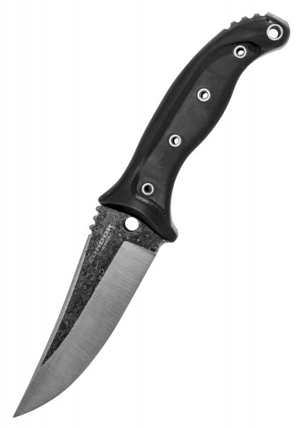 Das Pandur-Messer von Condor ist ein robustes Outdoor- und Jagdmesser. Es verfügt über eine Kombination aus Wellenschliff und glatter Klinge sowie einen ergonomischen, rutschfesten Griff in Schwarz, der für sicheren Halt sorgt.