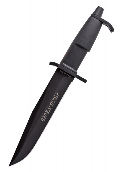 Das Extrema Ratio A.M.F. ist ein schwarzes feststehendes Messer mit einer robusten Klinge. Es hat einen ergonomischen Griff und eine widerstandsfähige Klinge für vielseitige Einsatzmöglichkeiten.