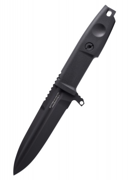 Das Extrema Ratio DEFENDER 2 ist ein robustes, feststehendes Messer in Schwarz. Es zeichnet sich durch seine scharfe Klinge und den ergonomischen Griff aus, ideal für Outdoor- und taktische Einsätze. Hochwertige Verarbeitung aus Italien.