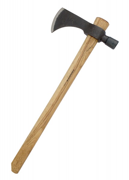 Der Indian Hammer Poll Tomahawk von Condor ist ein robustes Werkzeug mit hölzernem Griff und geschmiedetem Stahlkopf. Der Griff ist ergonomisch gestaltet, und das Werkzeug bietet sowohl eine Axt- als auch eine Hämmerfunktion.