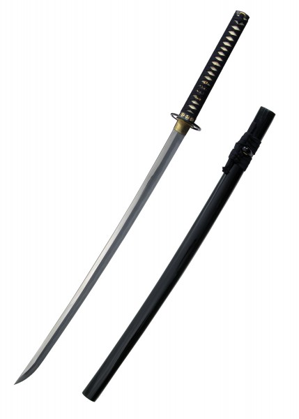 Die Great Wave Katana ist ein traditionelles japanisches Schwert mit einem kunstvoll verzierten Griff und einer polierten Klinge. Das Set umfasst auch eine dazugehörige schwarze Scheide, die das Schwert sicher aufbewahrt.