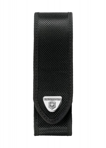 Dieses Nylon-Gürteletui von Victorinox ist klein und speziell für Ranger Grip Messer entwickelt. Es besteht aus strapazierfähigem schwarzem Nylon mit einem Klettverschluss und zeigt das Markenzeichen des Herstellers auf der Vorderseite. Ideal für den