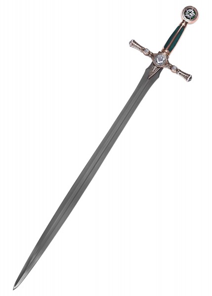 Elegantes Freimaurer-Schwert für Lehrlingsgrad, gefertigt von Marto. Das Schwert besitzt eine detaillierte Verzierung am Griff, mit auffälligen Symbolen und einem robusten, langen Blatt. Perfekt für Sammler und als Dekorationsstück.