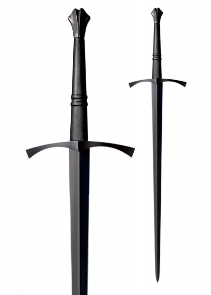 Das Italienische Langschwert mit Scheide aus der Man-at-Arms Serie hat eine markante schwarze Klinge und einen detaillierten Griff. Robuste Bauweise und historische Genauigkeit zeichnen dieses Schwert aus. Perfekt für Sammler und Enthusiasten.