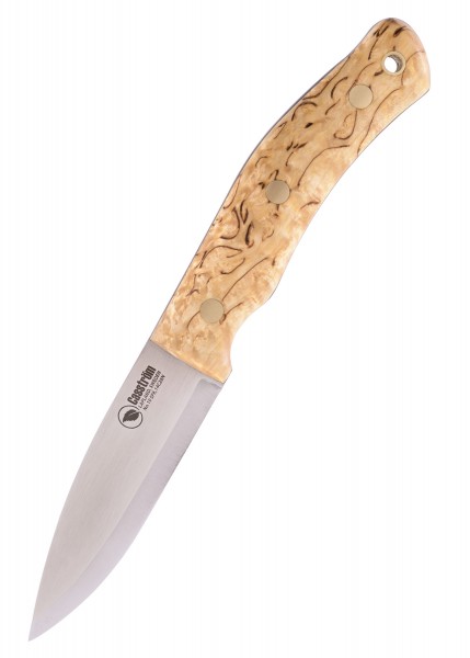 Das feststehende Messer Swedish Forest besitzt einen Griff aus Maserbirke und ist mit einem Feuerstahl ausgestattet. Es hat eine glatte, scharfe Klinge, die ideal für Outdoor-Aktivitäten ist. Das hochwertige, handgefertigte Design macht es sowohl fun