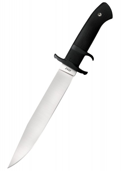 Das OSI Jagdmesser ist ein robustes Messer mit einer langen, scharfen Klinge aus Edelstahl und einem rutschfesten schwarzen Griff. Die Klinge ist gerade und glatt, ideal für präzise Schnitte beim Jagen. Die Hülse am Griff schützt die Hand vor Abrutsc