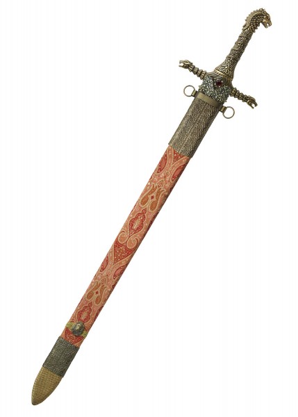 Detailbild einer kunstvoll gestalteten Scheide für das Eidwahrer Schwert aus Game Of Thrones. Die Scheide ist mit aufwendigen Mustern verziert und besticht durch ihr elegantes Design und hochwertige Verarbeitung.