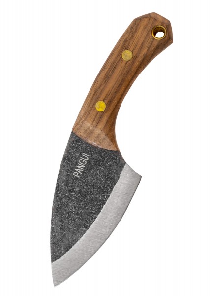 Das Pangui Knife ist ein kompaktes Jagdmesser mit einer scharfen, gebogenen Klinge und einem robusten Holzgriff. Ideal als Halsmesser für Outdoor-Abenteuer geeignet, kombiniert es Funktionalität mit einem eleganten Design. 