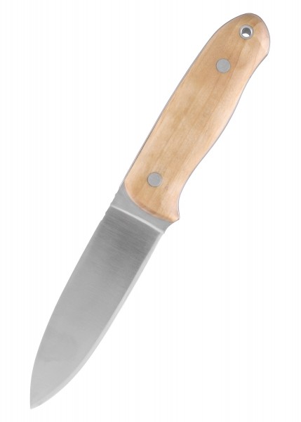 Das Feststehende Messer Rondane von Brusletto zeigt ein robustes Design mit einer scharfen Klinge aus Edelstahl und einem ergonomischen Griff aus Holz. Die polierte Oberfläche und die hochwertige Verarbeitung machen es zu einem unverzichtbaren Werkze