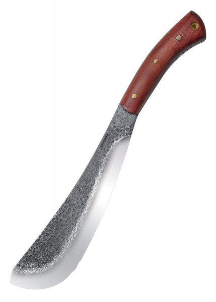 Das Pack Golok Knife von Condor ist ein robustes Messer mit einer Klinge aus gehämmertem Stahl und einem hölzernen Griff. Das Design ist funktional und ästhetisch ansprechend, ideal für Outdoor-Abenteuer und schwere Arbeiten. Die Klinge ist breiter a