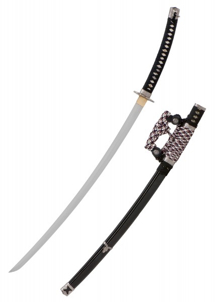 Das John Lee Kamakura Tachi ist ein kunstvoll gestaltetes japanisches Schwert mit einer eleganten, gebogenen Klinge und dekorativem Griff. Die Scheide ist mit kunstvollen Mustern verziert und zeigt sorgfältige Handwerkskunst.