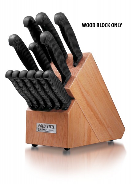 Ein unbestückter Messerblock aus Holz von Kitchen Classics. Der Block hat mehrere Schlitze zur Aufbewahrung einer Vielzahl von Messern. Ideal für die organisierte und sichere Aufbewahrung von Küchenutensilien.