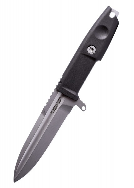 Das Extrema Ratio DEFENDER 2 ist ein feststehendes Messer mit einer stone wash Klinge und einem ergonomischen schwarzen Griff. Ideal für den taktischen Einsatz, bietet es eine hervorragende Schneidekraft und Zuverlässigkeit.