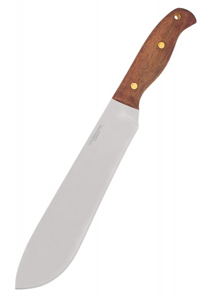 Das Ironpath Messer von Condor hat eine robuste Klinge aus rostfreiem Stahl und einen ergonomischen Griff aus Holz mit goldenen Nieten. Ideal für Outdoor-Aktivitäten und anspruchsvolle Schneidearbeiten.
