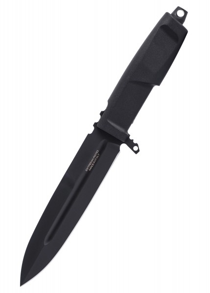 Das Extrema Ratio CONTACT ist ein schwarzes, feststehendes Messer mit einer robusten Klinge und einem ergonomischen Griff. Ideal für Outdoor-Enthusiasten und Sammler. Die hochwertige Verarbeitung und das minimalistische Design zeichnen dieses Messer 